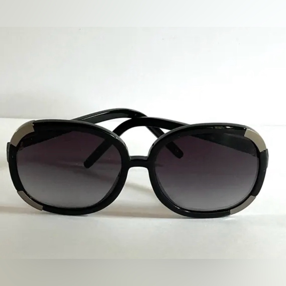 Excellent Chloe Black Oversized Sunglasses Blue Silver CE2114 CL2119 Auth France